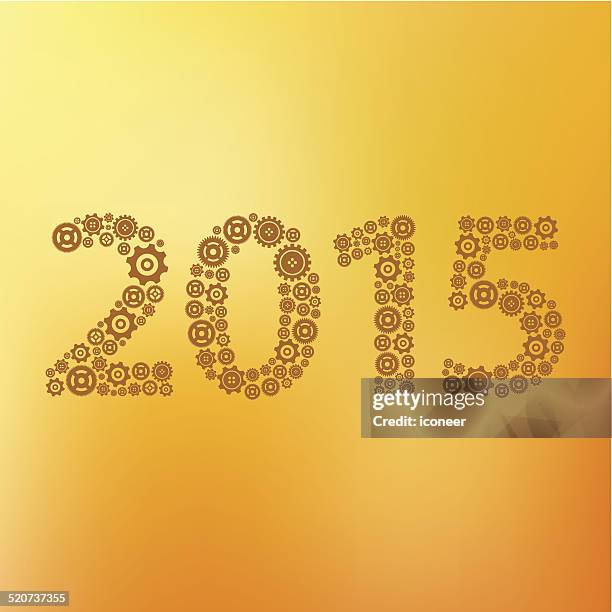 year 2015 technology icons orange background - smooth process icon stock illustrations