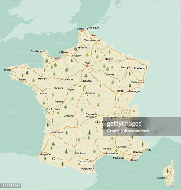 simple french retro map - campania stock illustrations