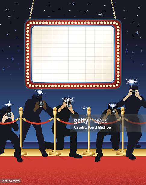 theater marquee paparazzi background - screening of a24s hot summer nights red carpet stock illustrations