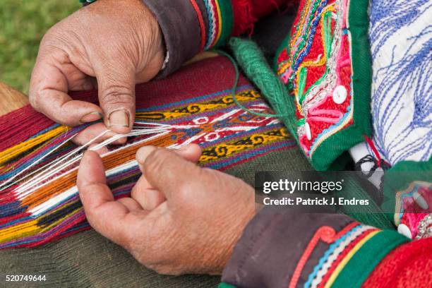 quechua woman weaving yarn - hispanic month stock pictures, royalty-free photos & images