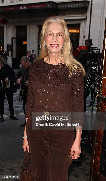 Lady Colin Campbell arrives at the 8th anniversary gala performance of "Jersey Boys" at the Piccadilly Theatre on April 12, 2016 in London, England.