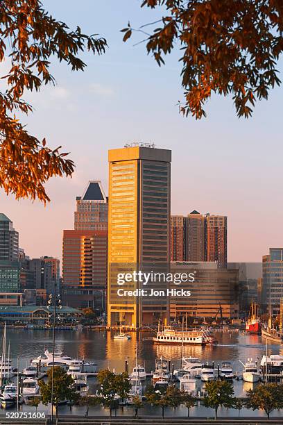 the inner harbor, baltimore. - baltimore waterfront stock pictures, royalty-free photos & images