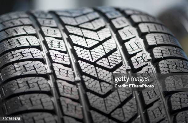 new car winter tire profile - neumático fotografías e imágenes de stock