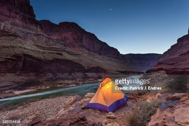 tent at blacktail camp - grand canyon - fotografias e filmes do acervo