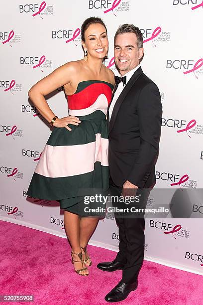 Model Ingrid Vandebosch and Professional Race Car driver Jeff Gordon attend the 2016 Breast Cancer Research Foundation Hot Pink Party at The Waldorf...