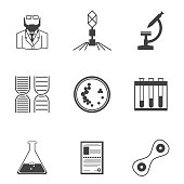 Black vector icons for bacteriology