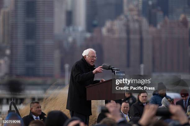 Bernie Sanders campaigns at Transmitter park in Greenpoint. Bernard "Bernie" Sanders is an American politician and the junior United States senator...