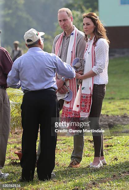 Catherine, Duchess of Cambridge and Prince William, Duke of Cambridge take a safari through Kaziranga National Park where they met park Rangers to...