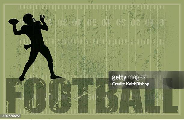 fußball-hintergrund, qb vorbei, grunge - quarterback stock-grafiken, -clipart, -cartoons und -symbole