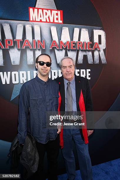 Actor Powers Boothe and son Preston Allen attend The World Premiere of Marvel's "Captain America: Civil War" at Dolby Theatre on April 12, 2016 in...