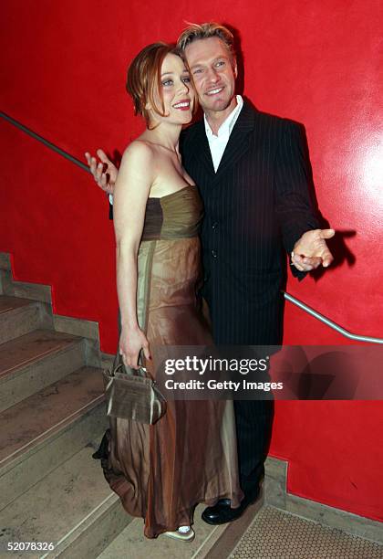 German Actor Thure Riefenstein and his friend Patricia Lueger attend the Diva Awards at Deutsches Theater on January 27, 2005 in Munich, Germany.