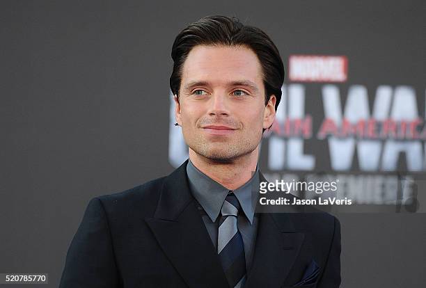 Actor Sebastian Stan attends the premiere of "Captain America: Civil War" at Dolby Theatre on April 12, 2016 in Hollywood, California.