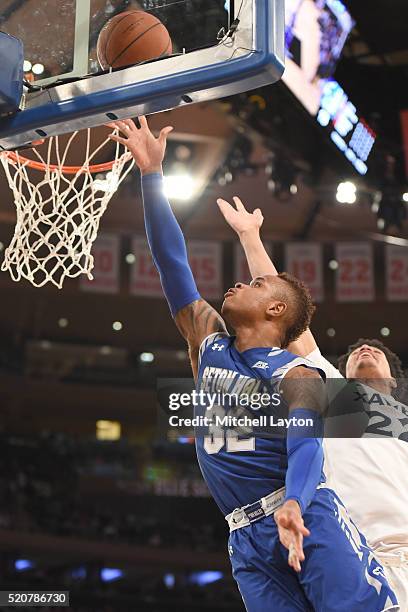 Derrick Gordon of the Seton Hall Pirates drives to the basket during a semifinal game of the Big East College Basketball Tournament against the...