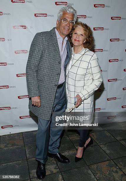 Steve Bakunas and Linda Lavin attend "Exit Strategy" opening night party at Mr. Dennehy's on April 12, 2016 in New York Cit