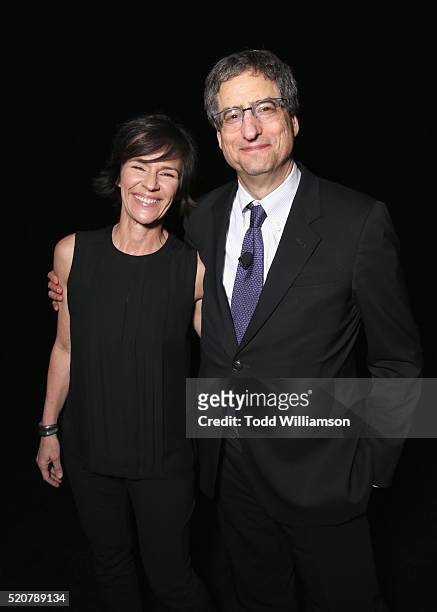 President of Sony Pictures Animation Kristine Belson and Chairman of Sony Picture Entertainments Motion Pictures Group Tom Rothman attend CinemaCon...