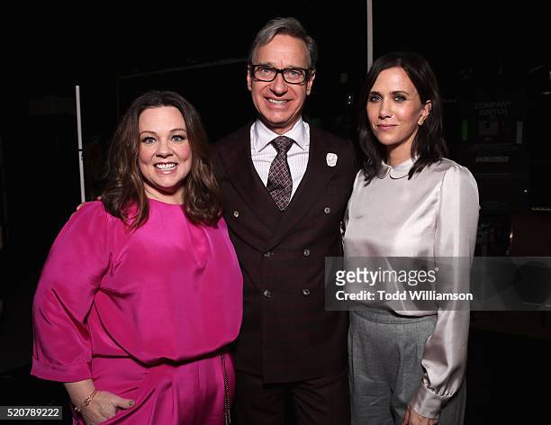 Actress Melissa McCarthy, director Paul Feig and actress Kristen Wiig attend CinemaCon 2016 An Evening with Sony Pictures Entertainment: Celebrating...
