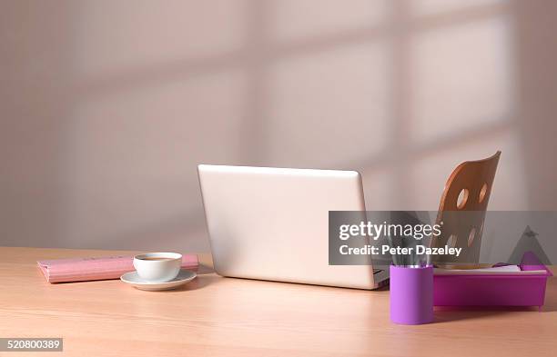 empty office desk - leeg bureau stockfoto's en -beelden