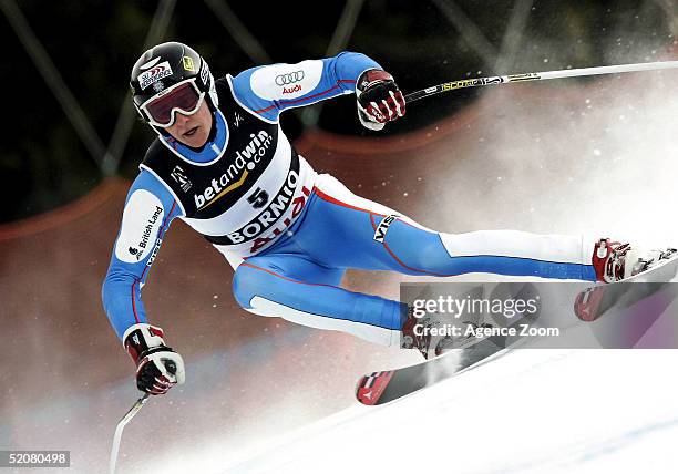 Finlay Mickel of Great Britain competes during his 23rd place finish in the Men's Super G at the FIS Alpine World Ski Championships on January 29,...