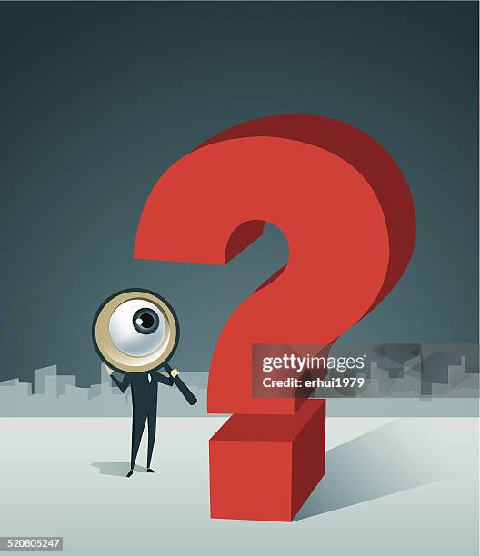 mark,loupe, decisions, choice, problems, uncertainty - micro scope stock illustrations
