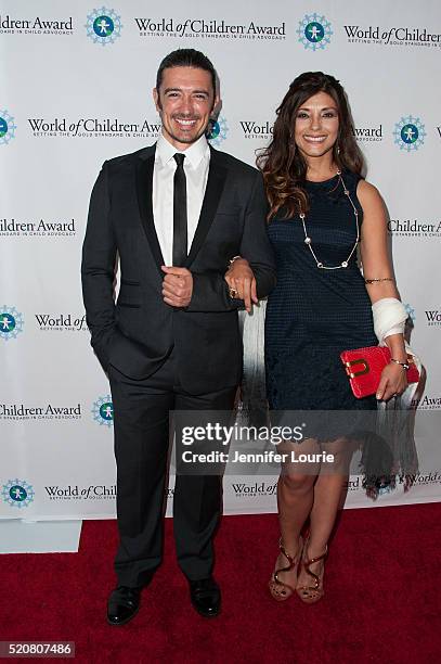 Adam Croasdell and Alicia Free arrive at the World Of Children Award 2016 Alumni Honors at the Montage Beverly Hills on April 12, 2016 in Beverly...