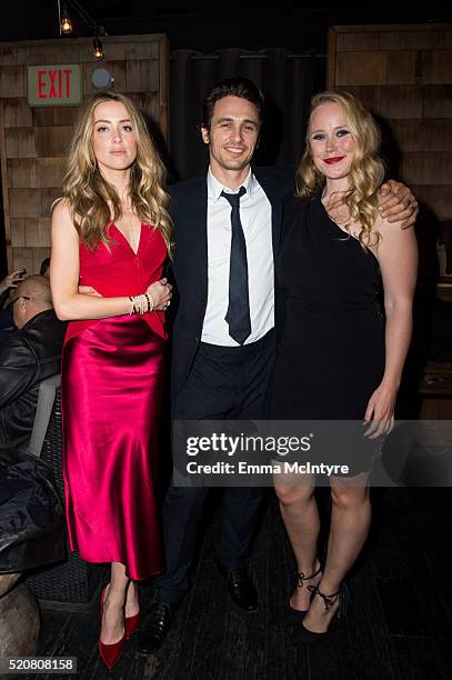 Actress Amber Heard, actor James Franco, and director Pamela Romanowsky attend the after party for the premiere of A24/DIRECTV's "The Adderall...