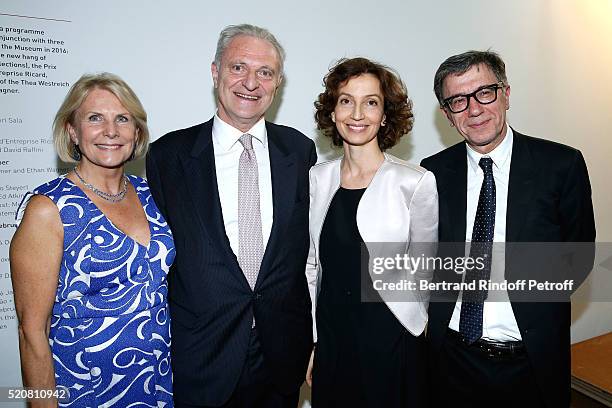 Alain Flammarion and his wife Suzanna, French Minister of Culture and Communication, Audrey Azoulay and President of the Centre Pompidou Serge...