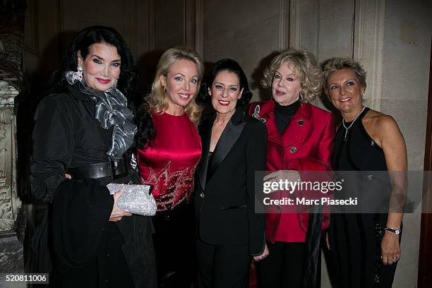 Lamia Khashoggi, a guest, Debra Mace, a guest and Lucia Magnani and guest attend the 'Children for Peace' Benefit Gala at Cercle Interallie on April...
