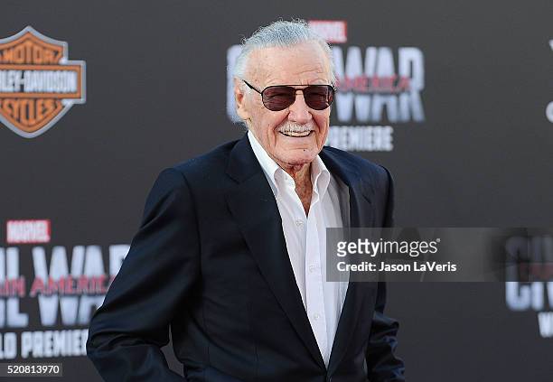 Stan Lee attends the premiere of "Captain America: Civil War" at Dolby Theatre on April 12, 2016 in Hollywood, California.