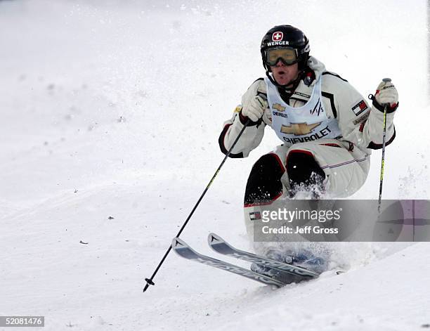 Nathan Roberts of the USA competes in the Men's Dual Moguls qualification during the Chevrolet Freestyle World Cup on January 29, 2005 at Deer Valley...