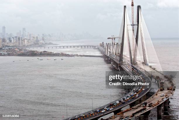 opening day of bandra worli known rajiv gandhi sea link, bombay mumbai, maharashtra, india - mumbai bridge fotografías e imágenes de stock