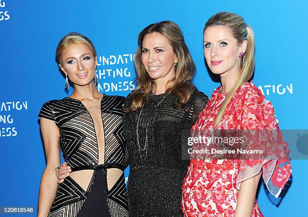 Paris Hilton, Inga Rubenstein and Nicky Hilton Rothschild attend the 2016 Foundation Fighting Blindness World Gala at Cipriani Downtown on April 12,...