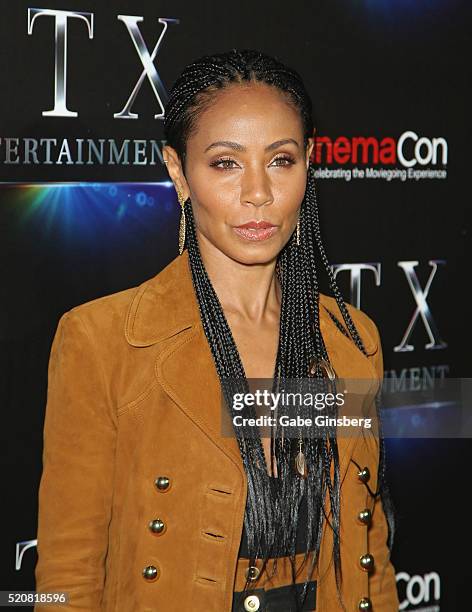 Actress Jada Pinkett Smith attends STX Entertainment's The State of the Industry: Past, Present and Future at The Colosseum at Caesars Palace during...