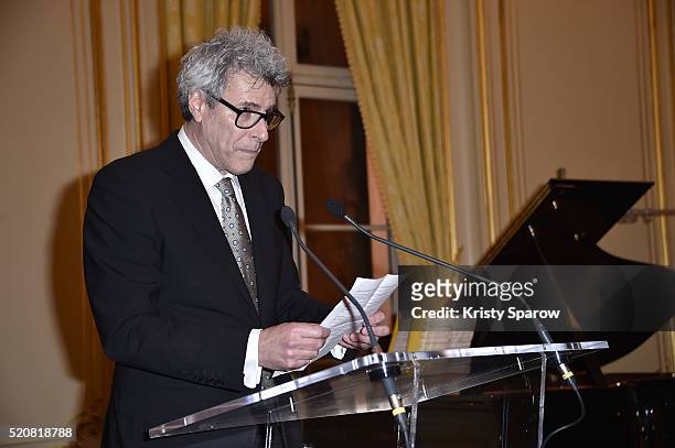 Stephane de Bourgies speaks during the 'The Children for Peace' Gala at Cercle Interallie on April 12, 2016 in Paris, France.