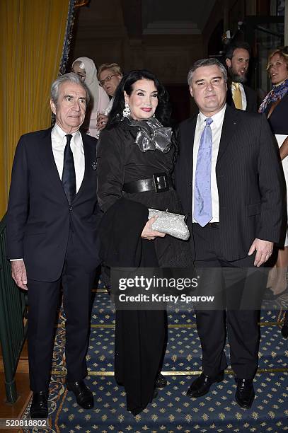 Didier Melchior, Lamia Khashoggi and Jacques Monchoix attend 'The Children for Peace' Gala at Cercle Interallie on April 12, 2016 in Paris, France.