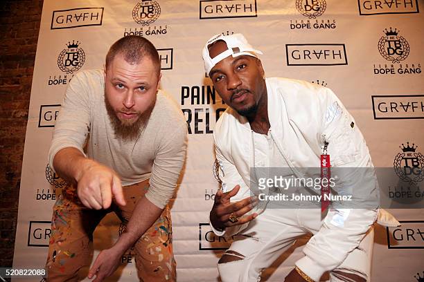 Artist/designer Misha Tyutyunik and rapper Grafh attend the Grafh "Pain Killers: Reloaded" Listening Event at Ludlow Studios on April 12, 2016 in New...