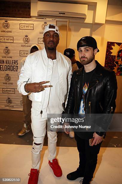 Rapper Grafh and musician Marco Foster attend the Grafh "Pain Killers: Reloaded" Listening Event at Ludlow Studios on April 12, 2016 in New York City.