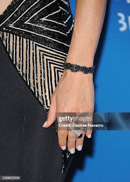 Paris Hilton, jewelry detail, attends the 2016 Foundation Fighting Blindness World Gala at Cipriani Downtown on April 12, 2016 in New York City.