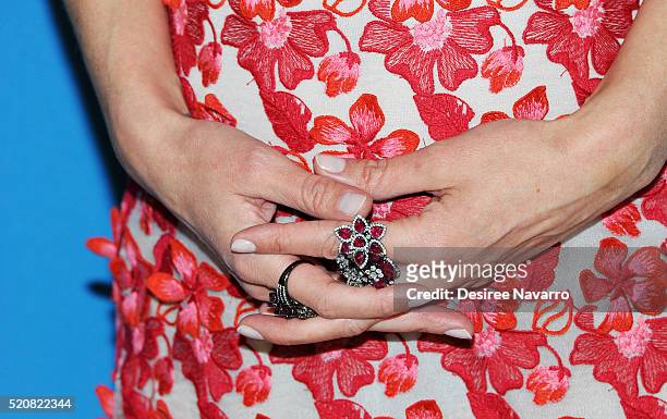 Nicky Hilton Rothschild, ring detail, attends the 2016 Foundation Fighting Blindness World Gala at Cipriani Downtown on April 12, 2016 in New York...