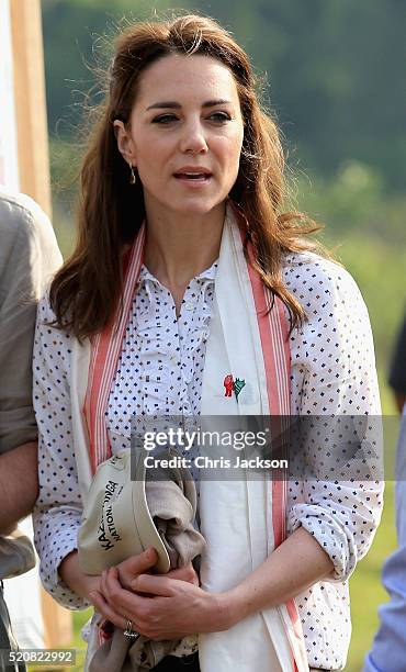 Catherine, Duchess of Cambridge prepares to leave on a safari in Kaziranga National Park on day 4 of the royal visit to India and Bhutan on April 13,...