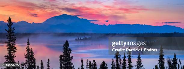 panorama of mt blackburn, wrangell mountains - alaska stock pictures, royalty-free photos & images