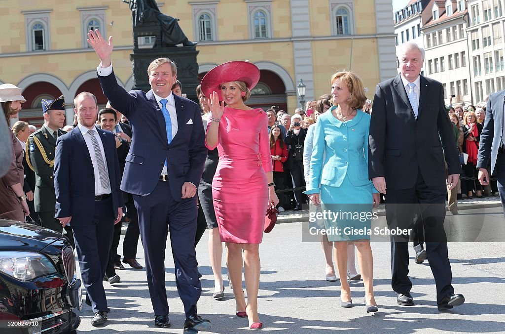 King Willem-Alexander And Queen Maxima Of The Netherlands Visit Bavaria - Day 1