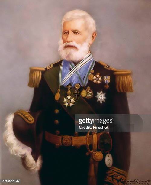 War of the Triple Alliance in the Paraguayan War 1865-1870 Battle of Richauelo. Admiral Francisco Manuel Barroso da Silva Brazilian commander of the...