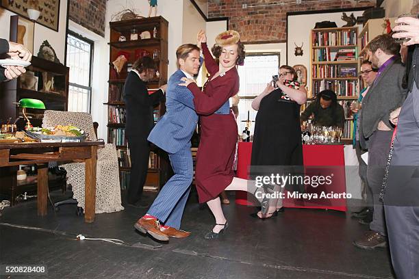 Oleg Gershkovich and Tatyana Gershkovich attend the 2016 Morbid Anatomy Museum Gala at Morbid Anatomy Museum on April 12, 2016 in the Brooklyn...