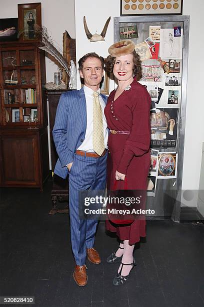 Oleg Gershkovich and Tatyana Gershkovich attend the 2016 Morbid Anatomy Museum Gala at Morbid Anatomy Museum on April 12, 2016 in the Brooklyn...