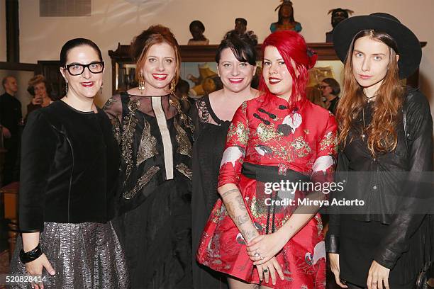 Esther McGowan, Tracy Hurley Martin, Tonya Hurley, Laetitia Barbier Res and Vera Meat attend the 2016 Morbid Anatomy Museum Gala at Morbid Anatomy...