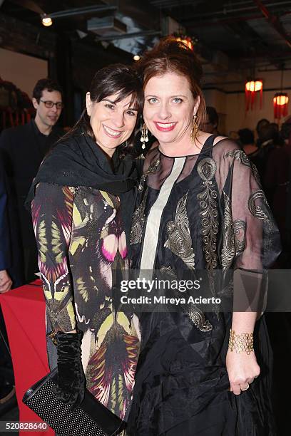 Maria Liotta and Tracy Hurley Martin attend the 2016 Morbid Anatomy Museum Gala at Morbid Anatomy Museum on April 12, 2016 in the Brooklyn borough of...