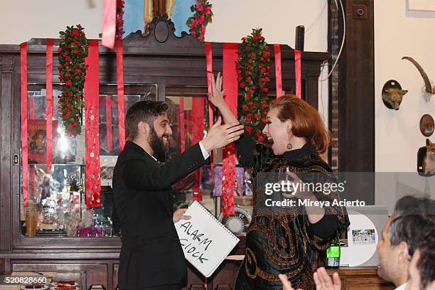 Mentalist Vinnny DePonto and singer Angela DiCarlo attend the 2016 Morbid Anatomy Museum Gala at Morbid Anatomy Museum on April 12, 2016 in the...