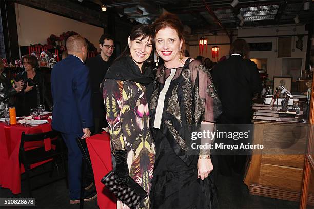 Maria Liotta and Tracy Hurley Martin attend the 2016 Morbid Anatomy Museum Gala at Morbid Anatomy Museum on April 12, 2016 in the Brooklyn borough of...