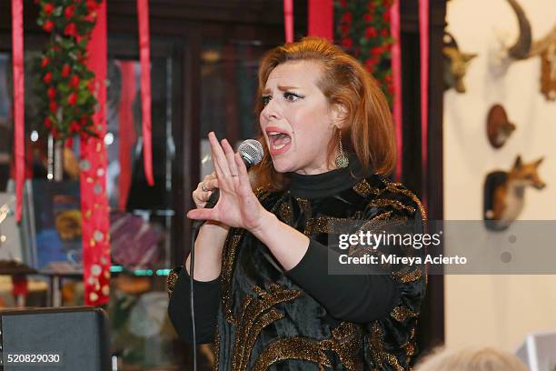 Singer Angela DiCarlo performs during the 2016 Morbid Anatomy Museum Gala at Morbid Anatomy Museum on April 12, 2016 in the Brooklyn borough of New...