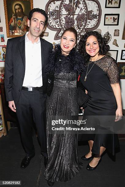 David Krasne, Renee Soto and Jenny Gootman attend the 2016 Morbid Anatomy Museum Gala at Morbid Anatomy Museum on April 12, 2016 in the Brooklyn...